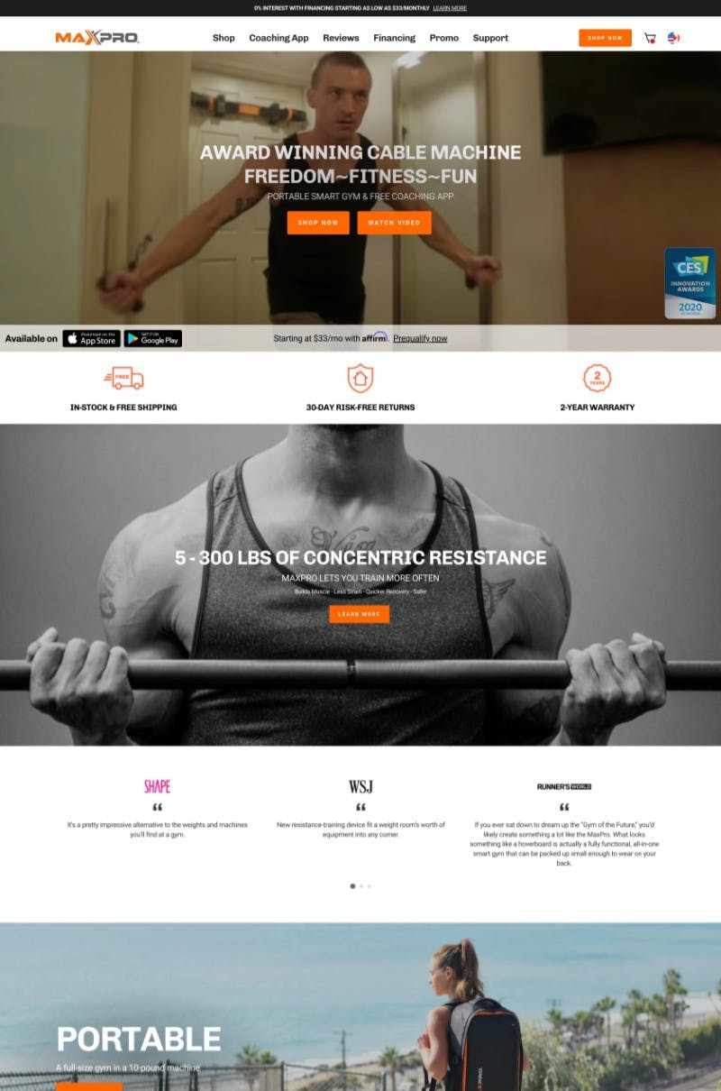 MAXPRO Fitness Website Preview